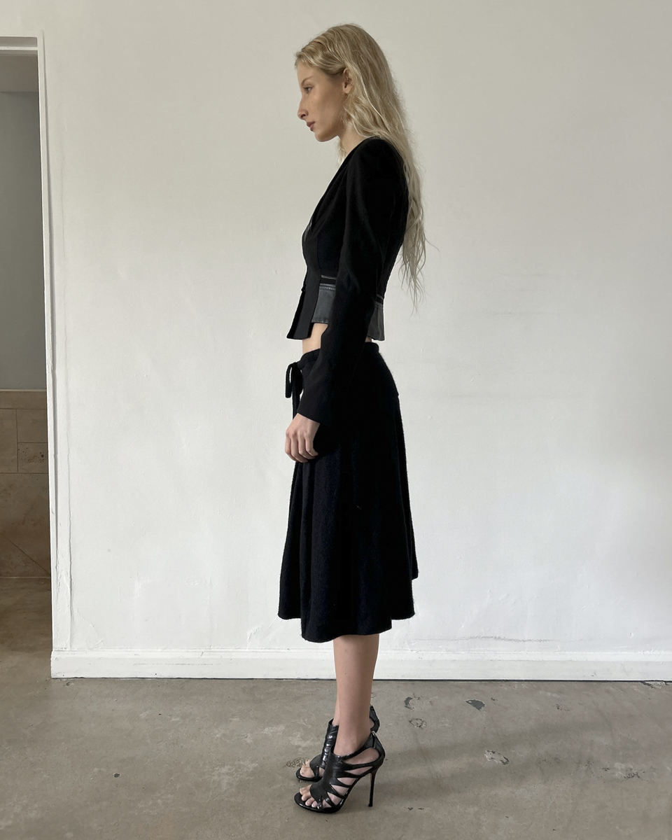 Y’s Yohji Yamamoto Pleated Wool Skirt