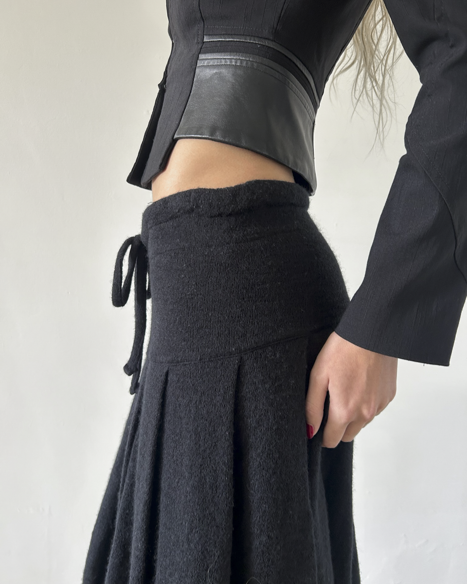 Y’s Yohji Yamamoto Pleated Wool Skirt