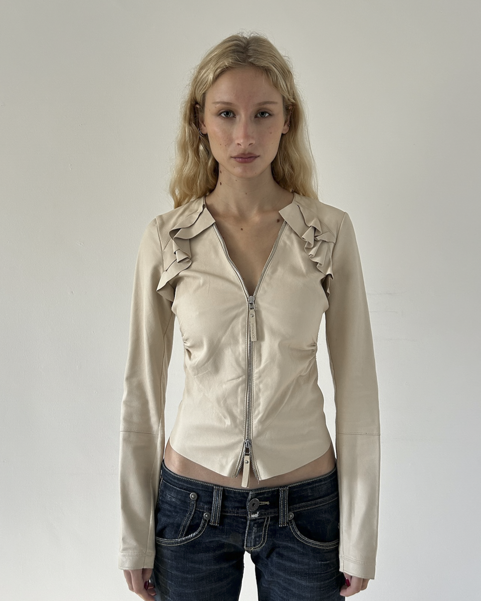 Pinko Ruffled Leather Jacket