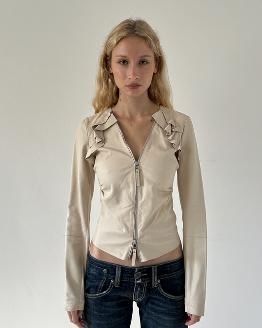 Pinko Ruffled Leather Jacket