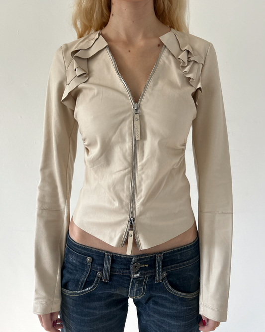 Pinko Ruffled Leather Jacket