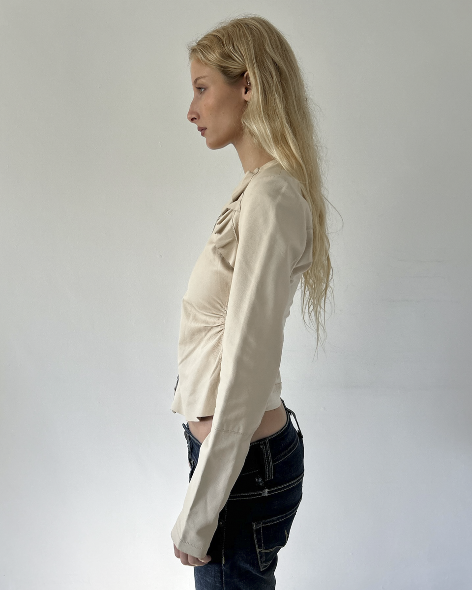 Pinko Ruffled Leather Jacket