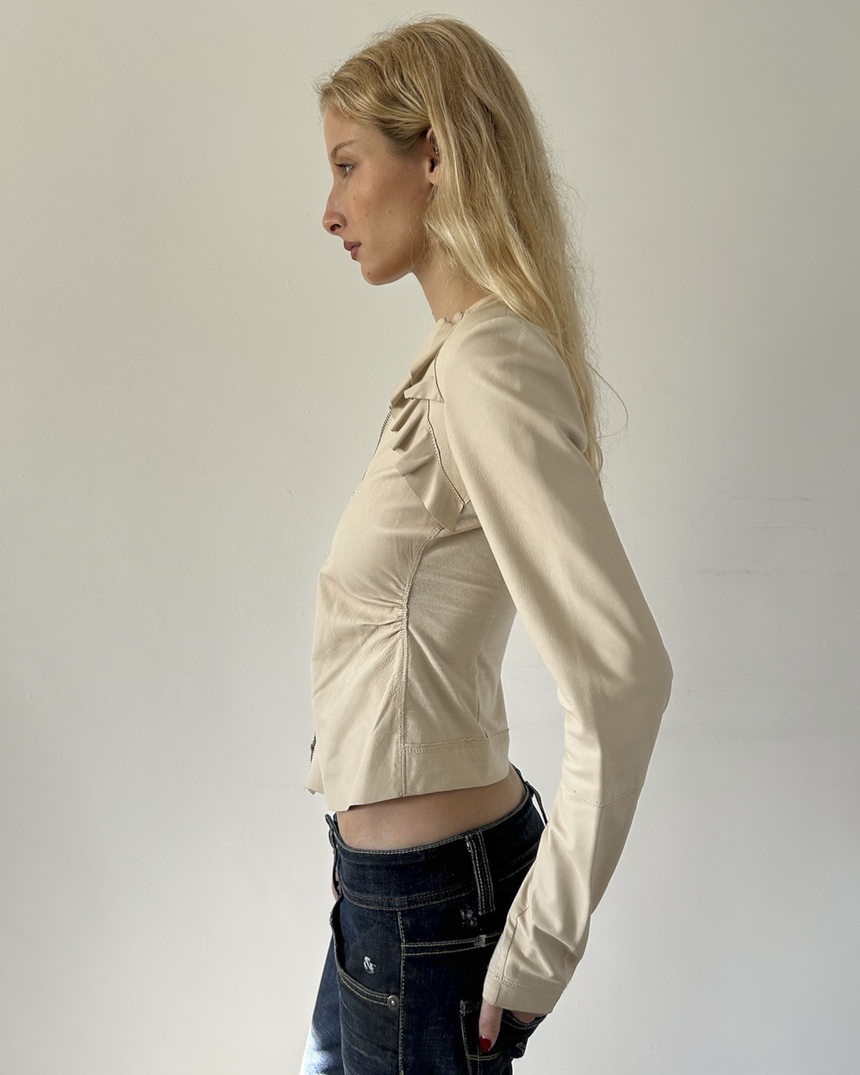 Pinko Ruffled Leather Jacket