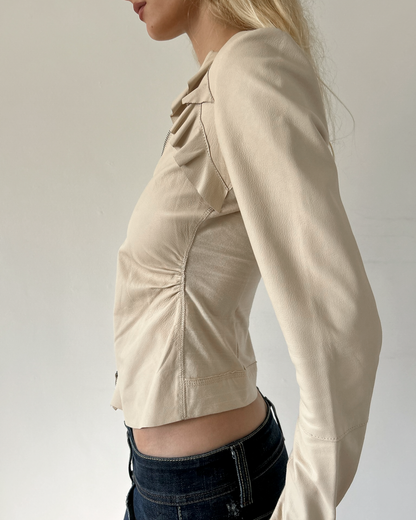 Pinko Ruffled Leather Jacket