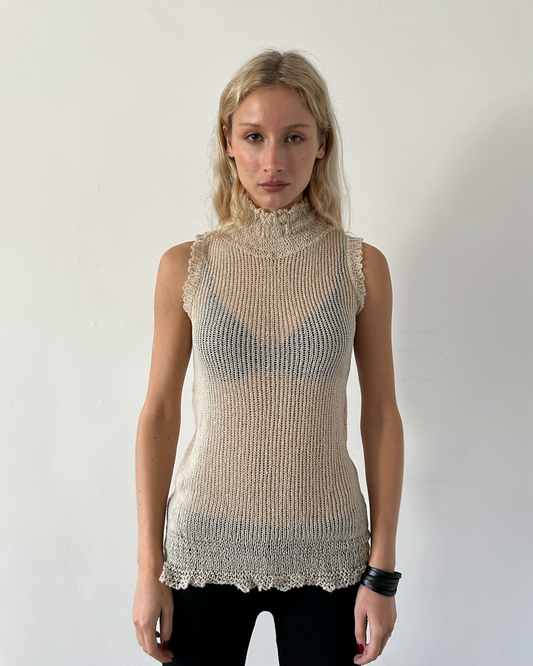Tornado Mart High Neck Sleeveless Knit