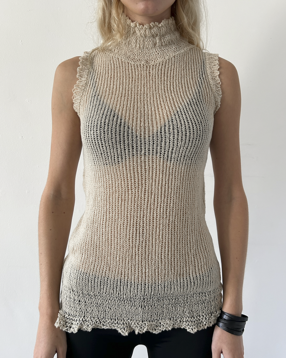Tornado Mart High Neck Sleeveless Knit