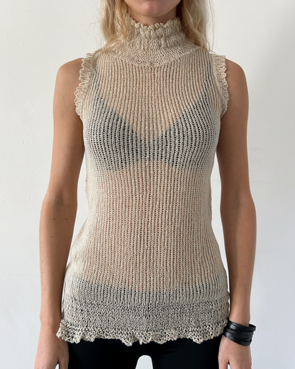 Tornado Mart High Neck Sleeveless Knit