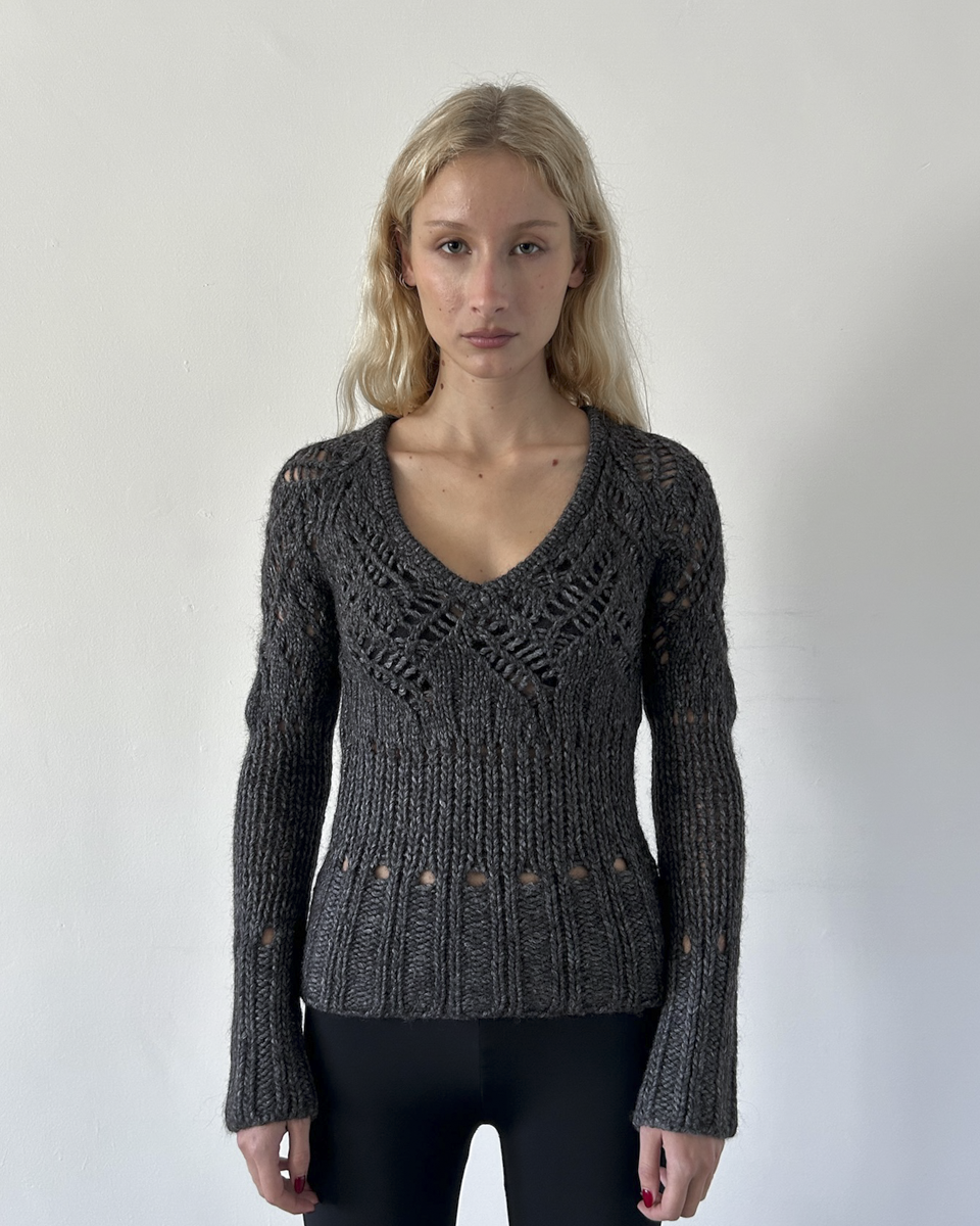 Alessandro Dell'Acqua Wool Open-Work Knit Sweater
