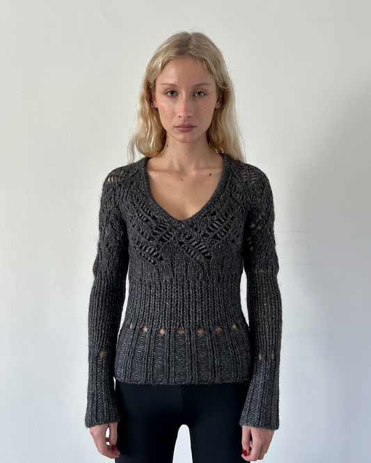 Alessandro Dell'Acqua Wool Open-Work Knit Sweater