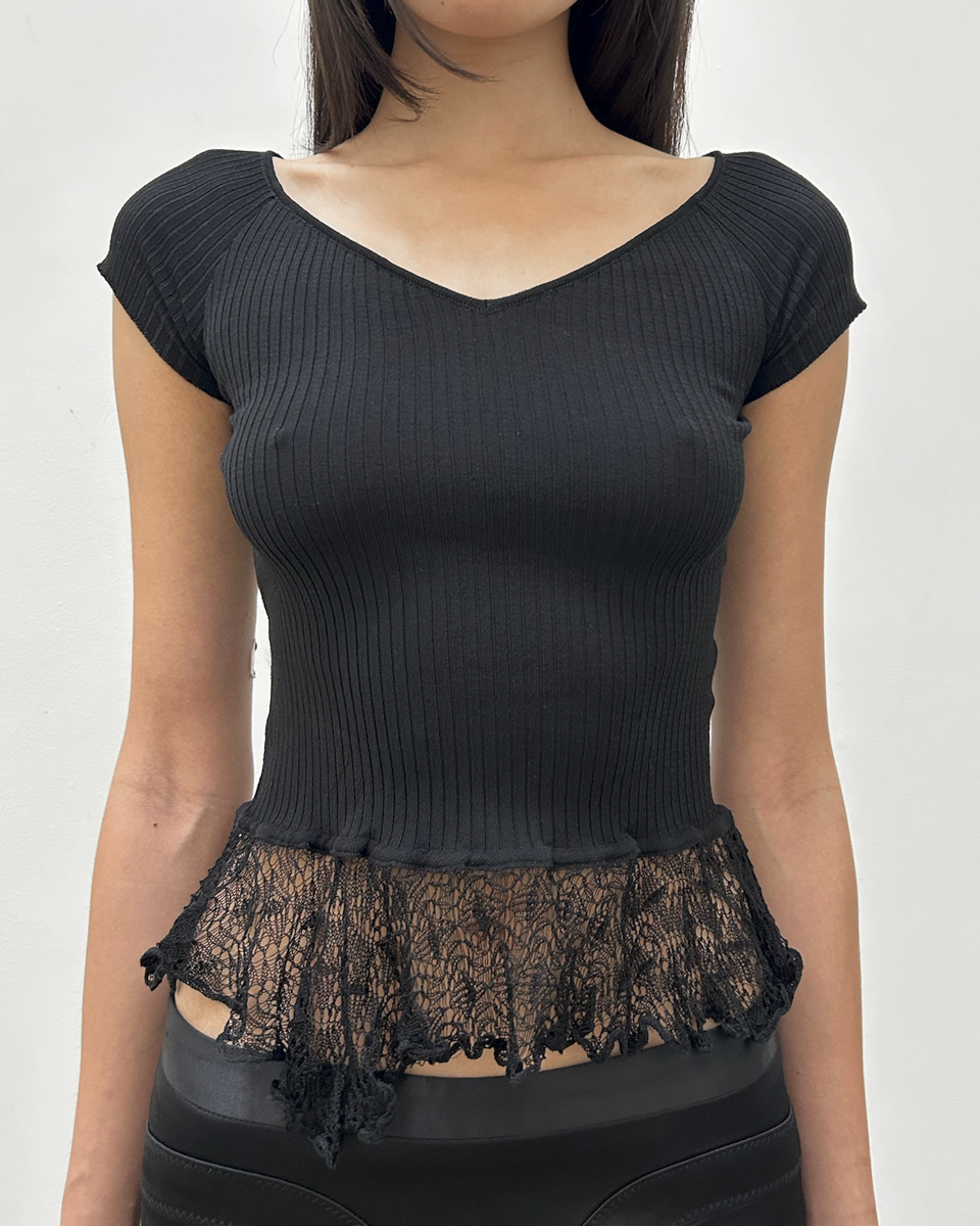 Anna Molinari Lace Peplum Top