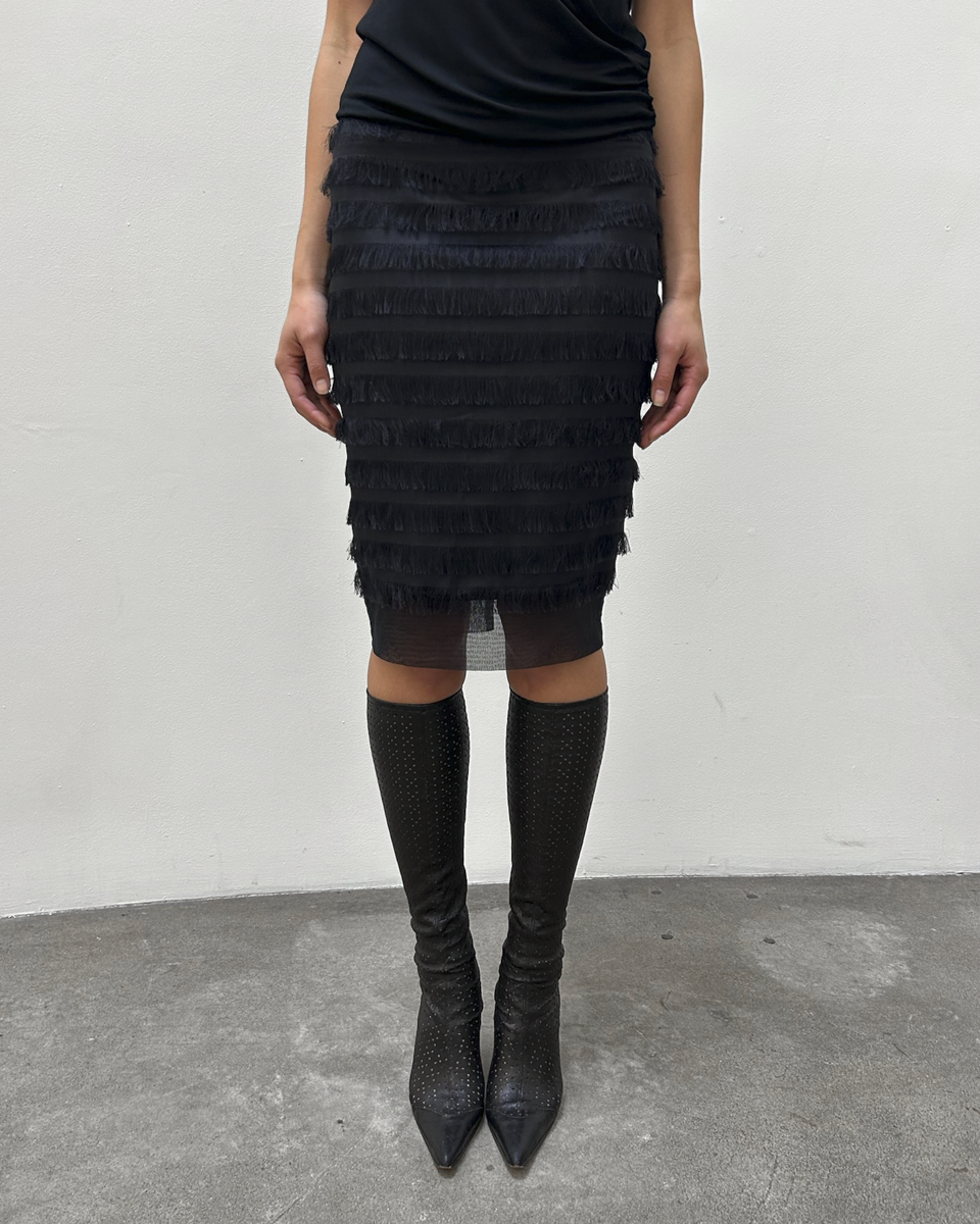 Balenciaga by Nicolas Ghesquière Fringe Silk Skirt