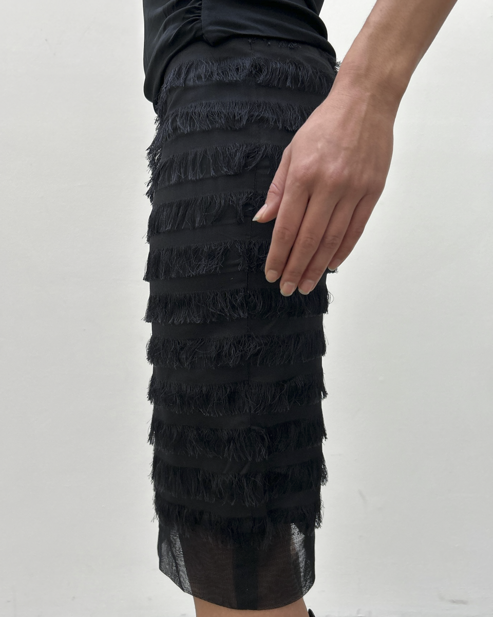Balenciaga by Nicolas Ghesquière Fringe Silk Skirt