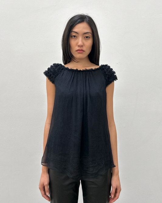 Gucci by Tom Ford FW2001 Silk Ruffle Top