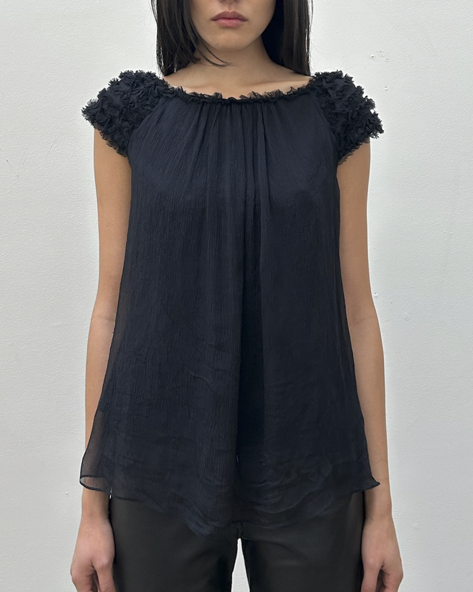 Gucci by Tom Ford FW2001 Silk Ruffle Top