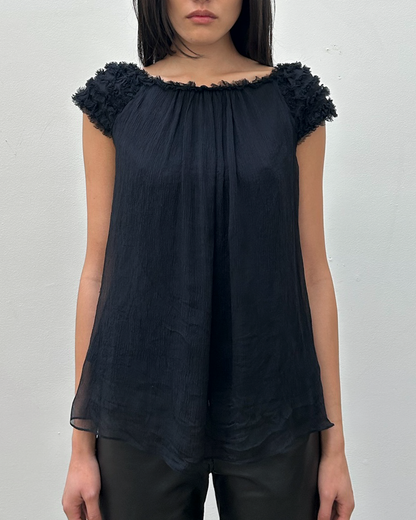 Gucci by Tom Ford FW2001 Silk Ruffle Top