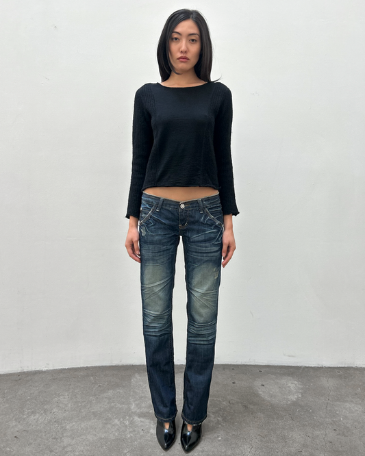 Low-Rise Dark Wash Denim