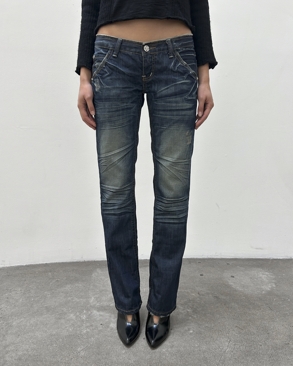 Low-Rise Dark Wash Denim