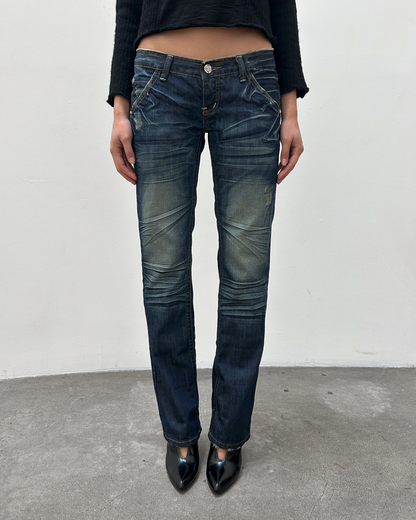 Low-Rise Dark Wash Denim