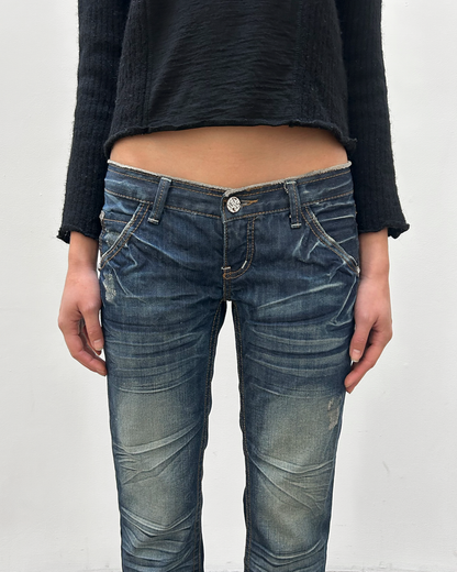 Low-Rise Dark Wash Denim