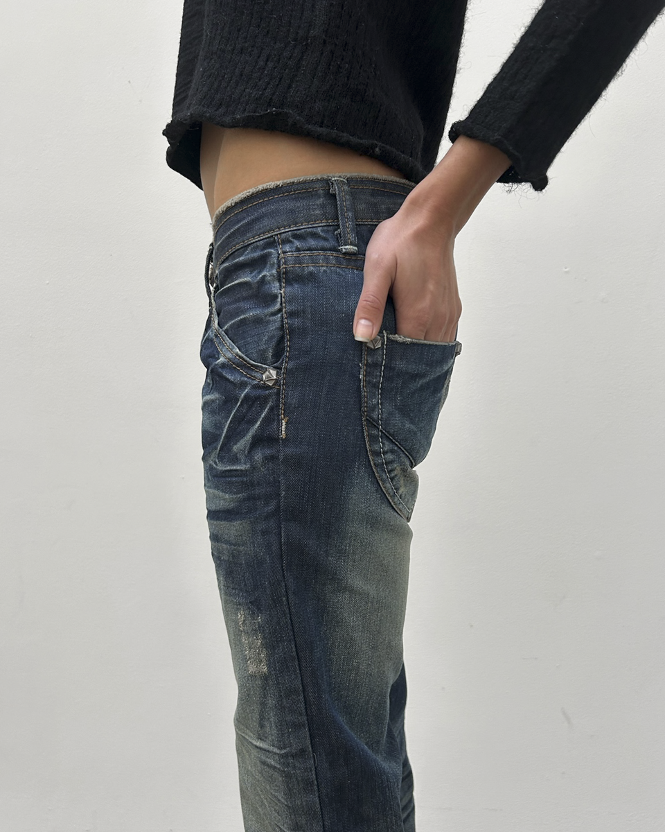 Low-Rise Dark Wash Denim
