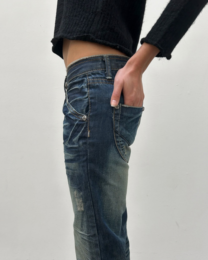Low-Rise Dark Wash Denim
