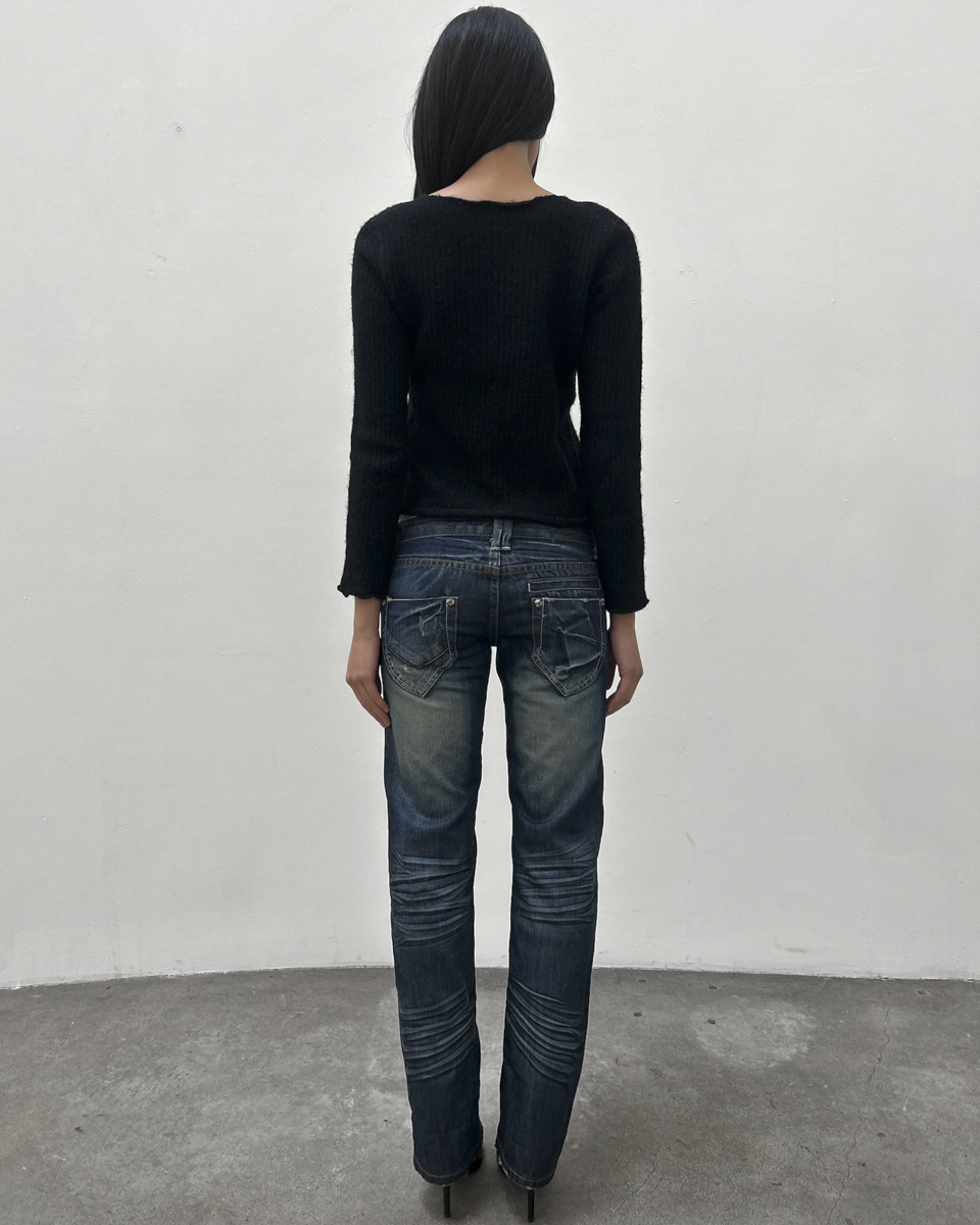 Low-Rise Dark Wash Denim