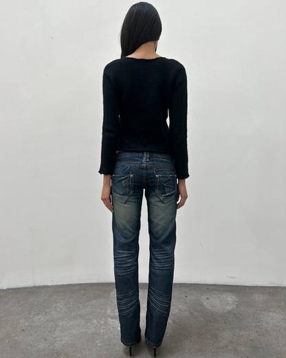 Low-Rise Dark Wash Denim