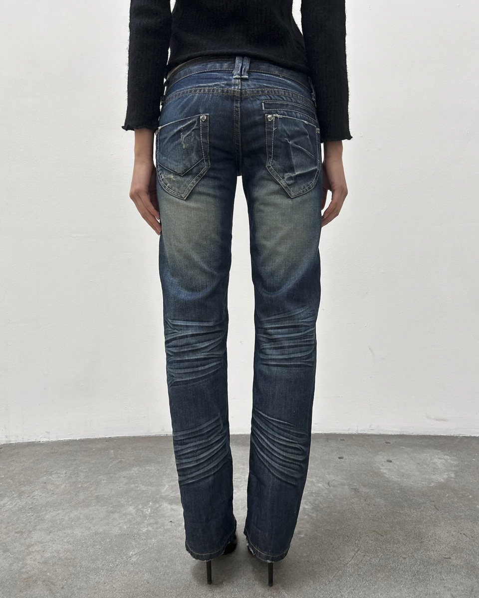 Low-Rise Dark Wash Denim