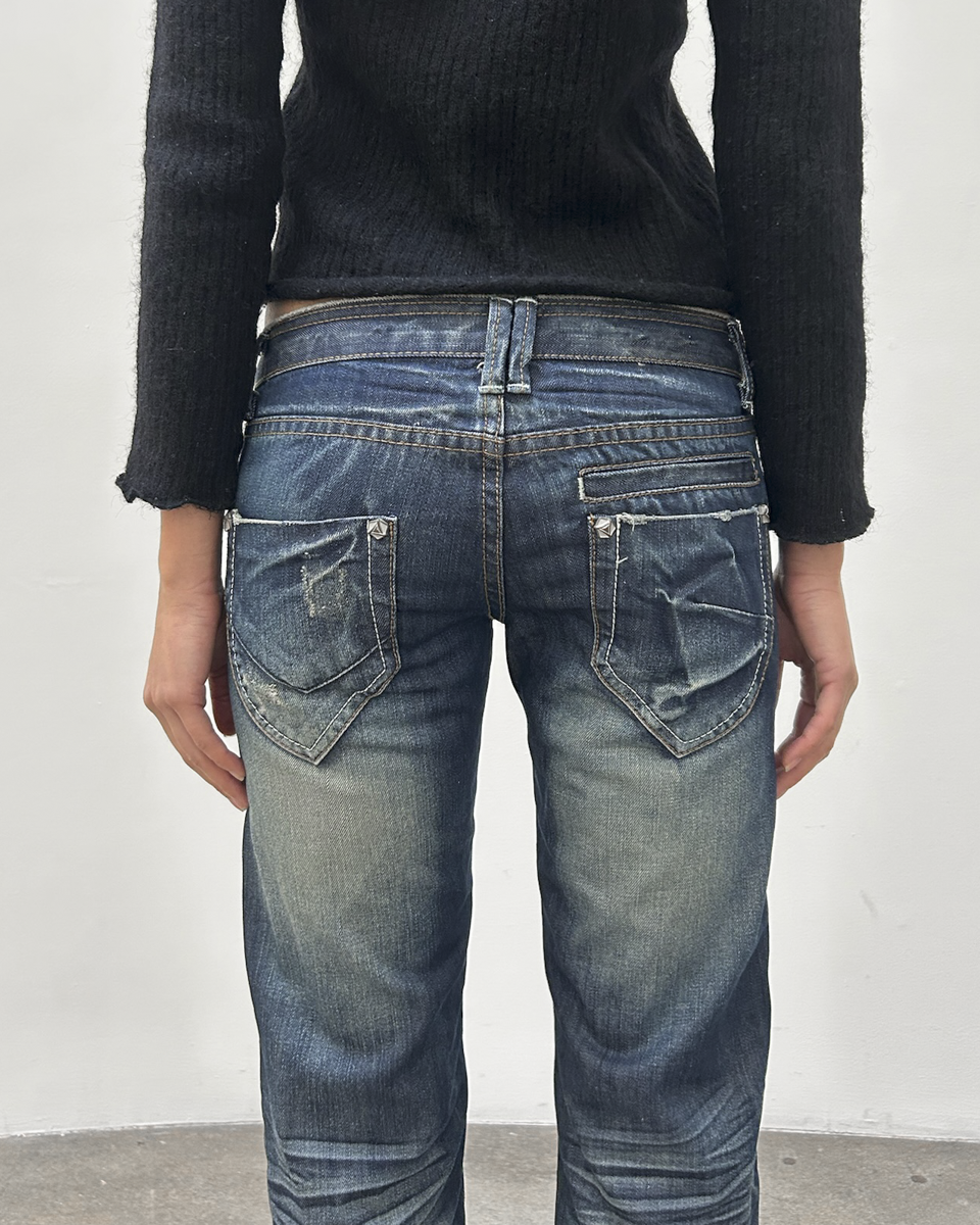 Low-Rise Dark Wash Denim