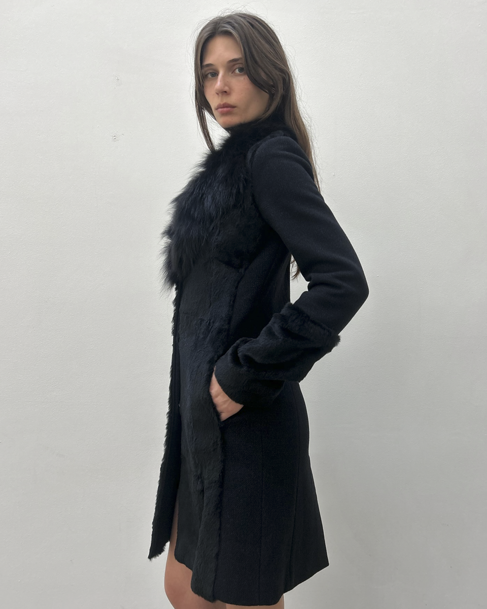 Paola Frani Fur Trim Coat