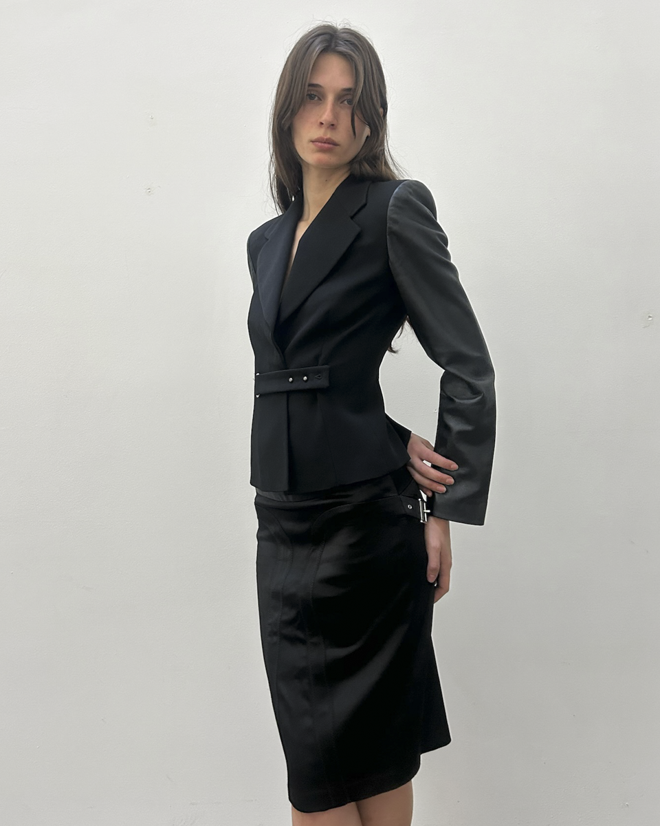 Emporio Armani Leather Sleeve Blazer