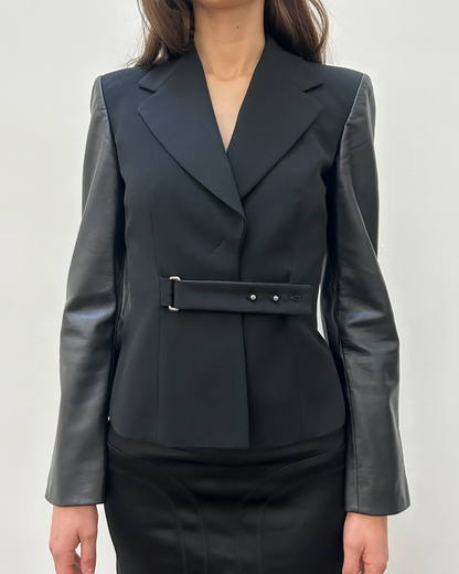 Emporio Armani Leather Sleeve Blazer