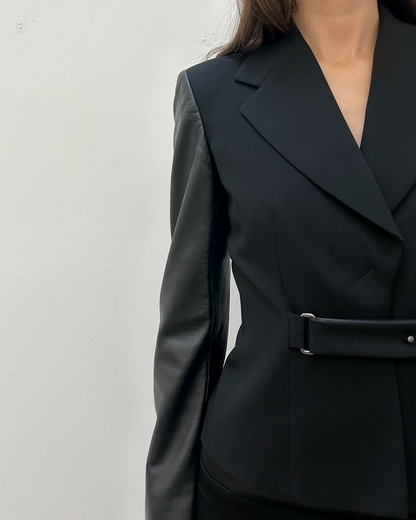Emporio Armani Leather Sleeve Blazer