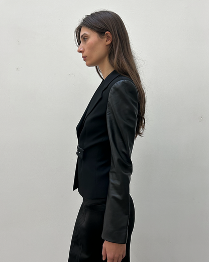 Emporio Armani Leather Sleeve Blazer