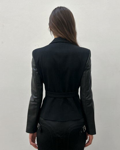 Emporio Armani Leather Sleeve Blazer