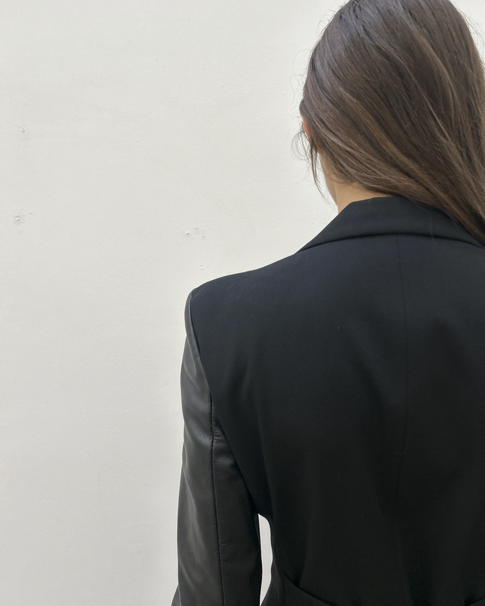 Emporio Armani Leather Sleeve Blazer