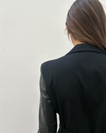 Emporio Armani Leather Sleeve Blazer