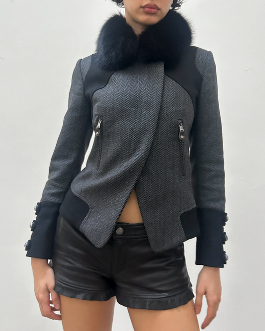 Pinko Fox Fur Collar Jacket