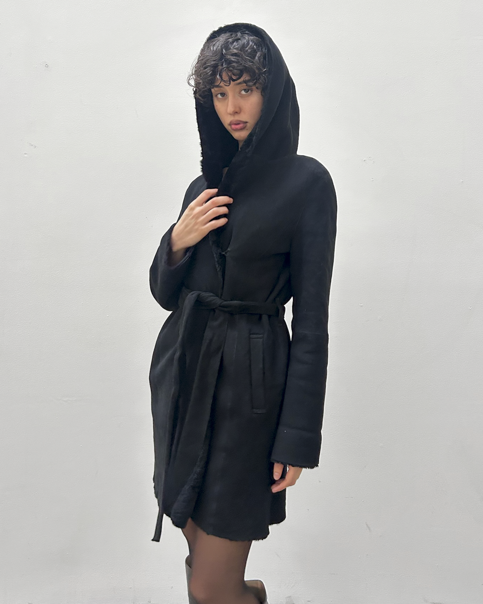 Hooded Sheepskin Coat