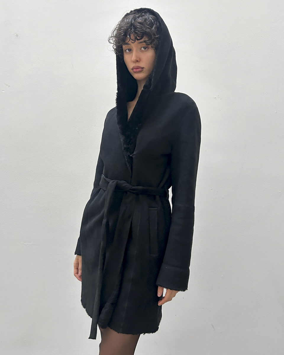 Hooded Sheepskin Coat