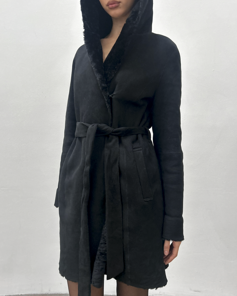 Hooded Sheepskin Coat