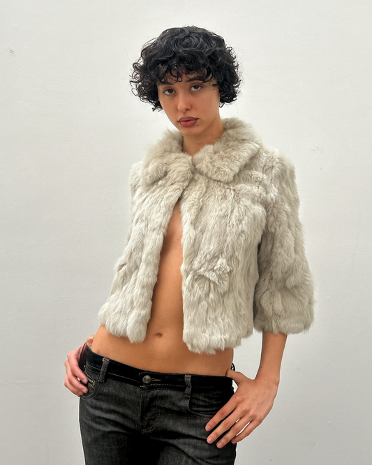 Rabbit Fur Cropped Jacket