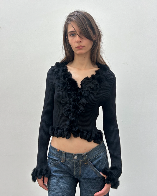 Courrèges Fur Trim Cardigan