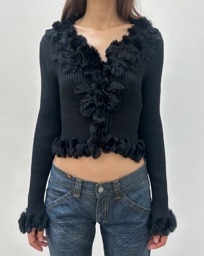 Courrèges Fur Trim Cardigan