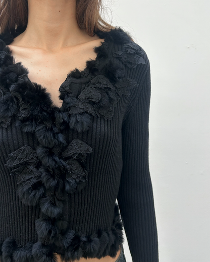 Courrèges Fur Trim Cardigan