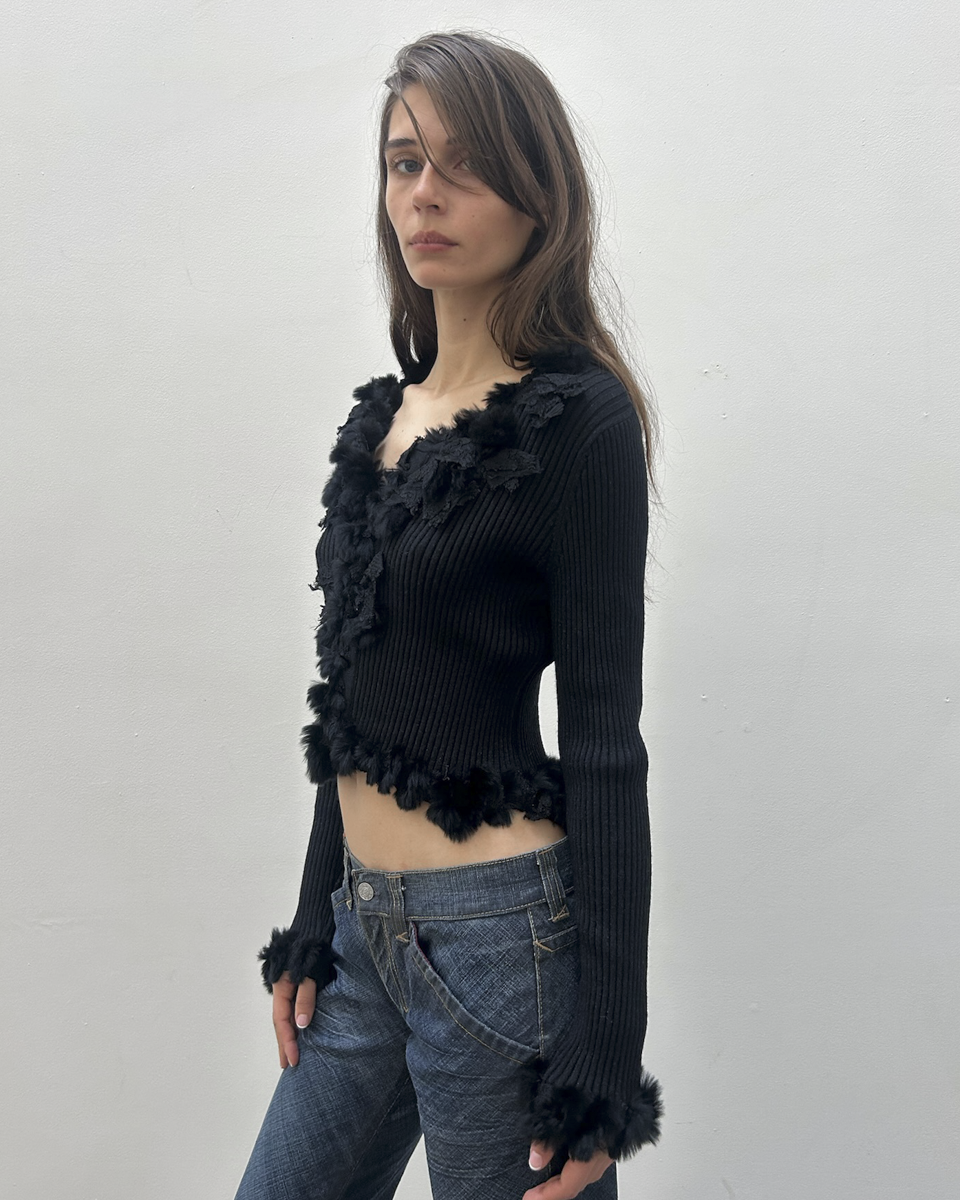 Courrèges Fur Trim Cardigan