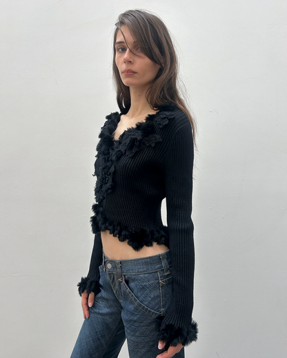 Courrèges Fur Trim Cardigan