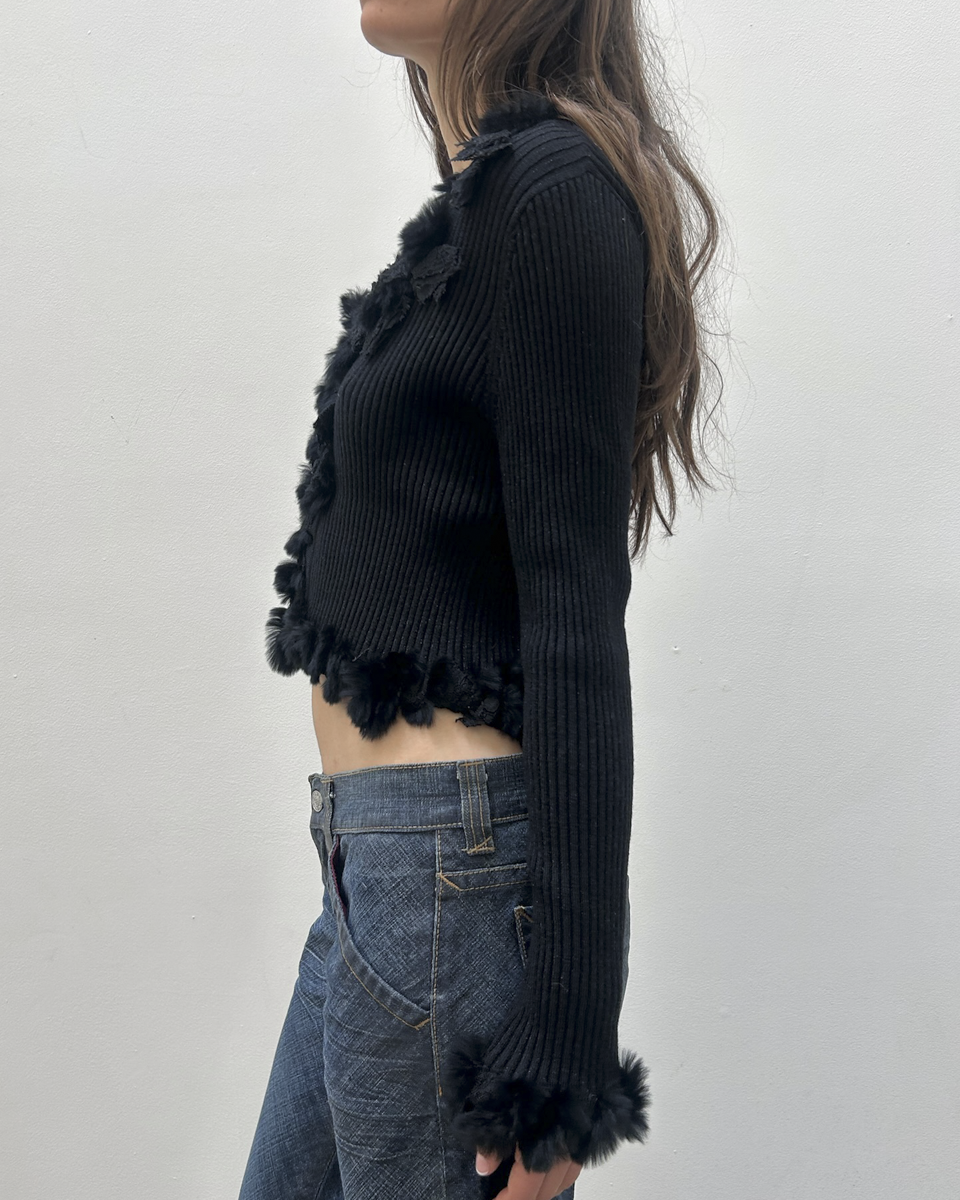 Courrèges Fur Trim Cardigan