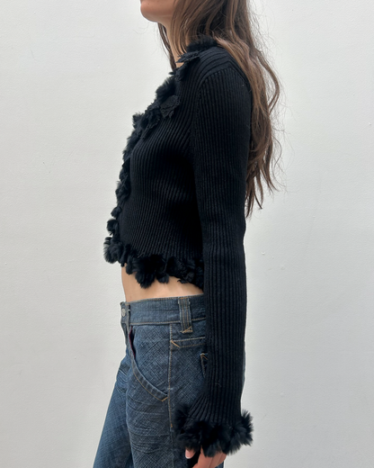 Courrèges Fur Trim Cardigan