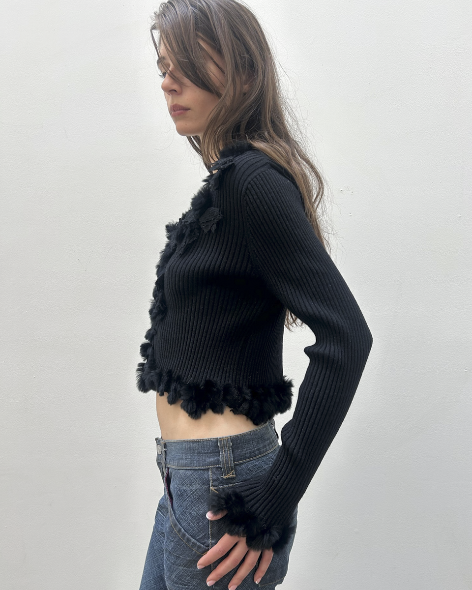 Courrèges Fur Trim Cardigan